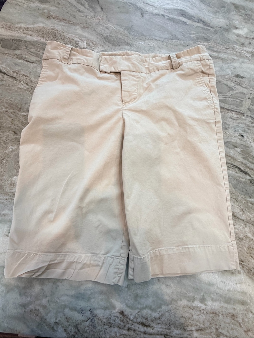 Mossimo Stretch Khaki Bermuda Shorts Size 10 Cotton Spandex Casual Summer